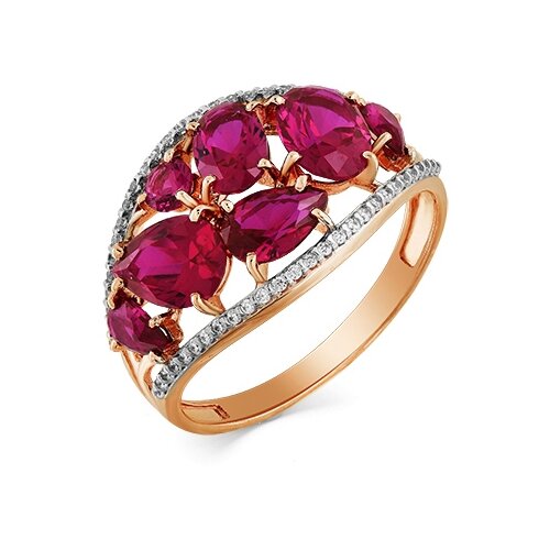 фото Кольца magic stones золотое кольцо с фианитами, рубином