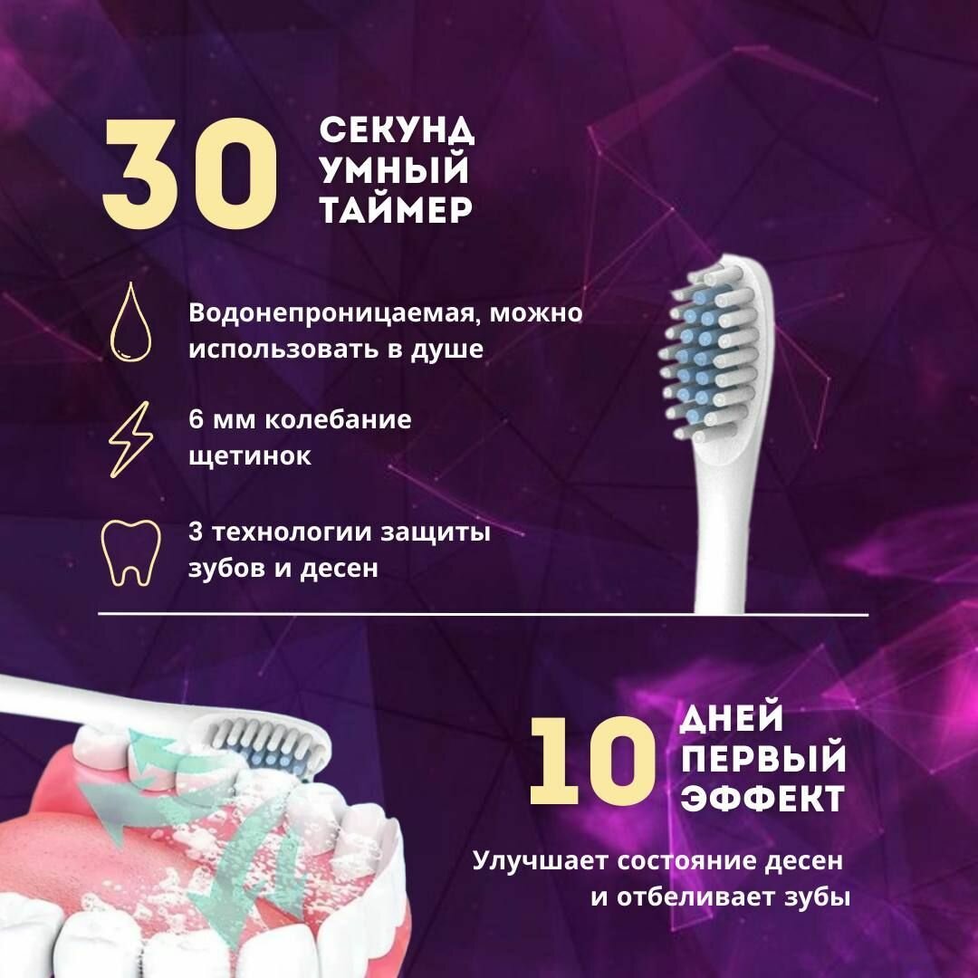 Электрическая зубная щетка Panda & Медведь TOOTHBRUSH звуковая, Pозовый - фотография № 2