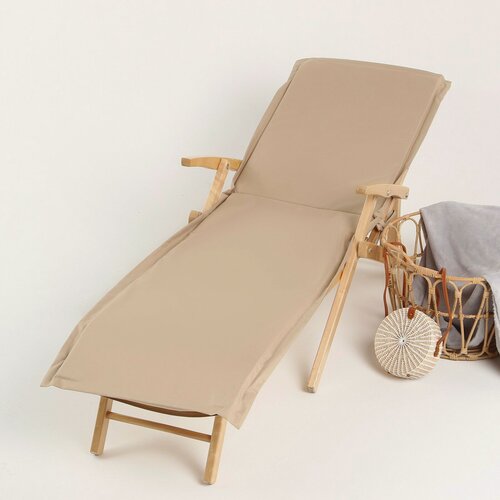 Изображение товара Подушка на шезлонг Этель 55х190+2 см, цвет бежевый, оксфорд с вмго, 100% полиэстер