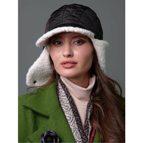 Шапка ушанка CUJ, размер 57/58, белый, черный