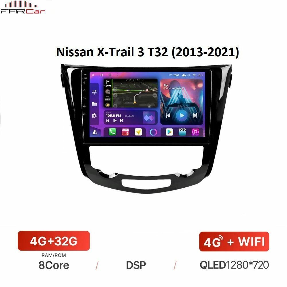 Автомагнитола FarCar для Nissan Qashqai и X-Trail T32 (2013-2021) на Android 12