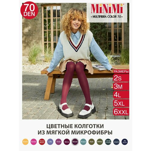 фото Колготки minimi multifibra colors, 70 den, без шортиков, размер 2, красный