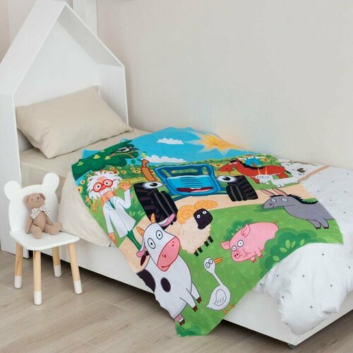 Плед детский Синий трактор 100х140 см 100 полиэстер 1796₽