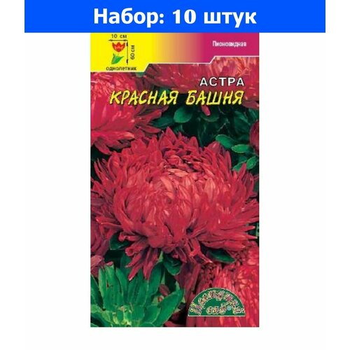 Астра Башня Красная пионовидная 0,3г Одн 70см (Цвет сад) - 10 пачек семян
