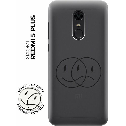 Силиконовый чехол с принтом Two Faces для Xiaomi Redmi 5 Plus / Сяоми Редми 5 Плюс силиконовый чехол на xiaomi redmi 5 plus сяоми редми 5 плюс бордовые розы фон прозрачный