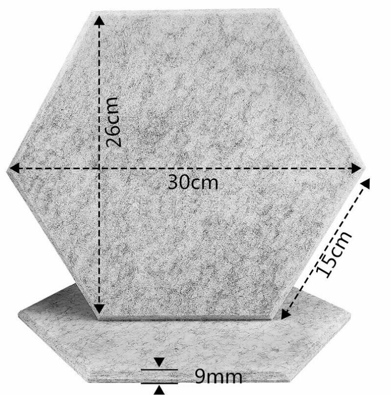 Декоративные настенные войлочные звукоизоляционные панели с фаской, шестиугольные акустические панели. Цвет: белый мрамор, 7шт. - фотография № 2