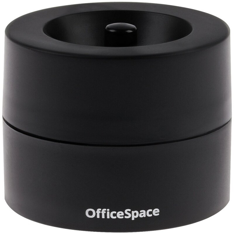 Скрепочница магнитная OfficeSpace без скрепок, черная, картонная коробка (331462)