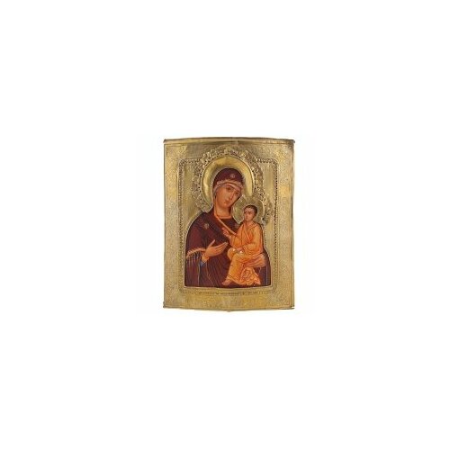 икона нательная перламутровая бм тихвинская Икона живописная БМ Тихвинская в окладе 26х33 #95312