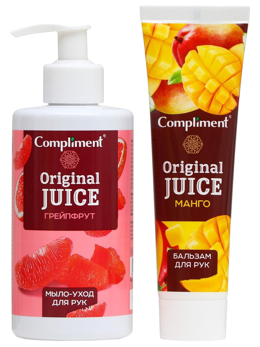 Подарочный набор Compliment Original Juice Манго Грейпфрут Мыло-уход для рук 320мл + Бальзам для рук 100мл - фото №9