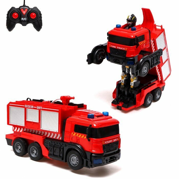 Робот радиоуправляемый «Пожарная машина» трансформируется световые и звуковые эффекты