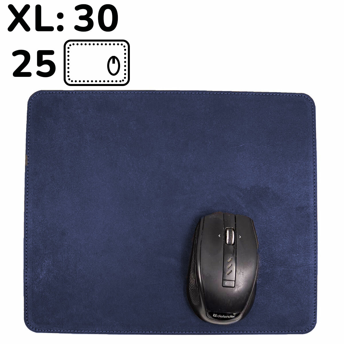 Коврик для мыши из натуральной кожи Audmorr J, NewPad Navy 25х30 см