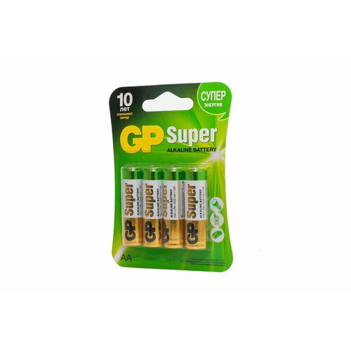 Алкалиновые батарейки GP Super Alkaline 15А АA - 4 шт. 15A-2CR4 алкалиновые батарейки gp batteries super alkaline 15а аa 12 шт