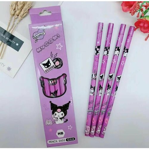 Набор простых чернографитных карандашей Hello Kitty, Kuromi 2H- 6B 12 шт