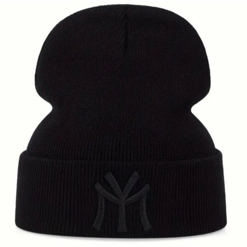 фото Шапка бини шапка "бини" демисезонная/зимняя, размер 52–58, размер 52/58, черный ym