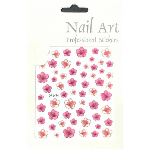 Наклейки для дизайна ногтей Nail Art - цветы белые, розовые, 1 упаковка наклейки для дизайна ногтей животные черно белые 1 упаковка