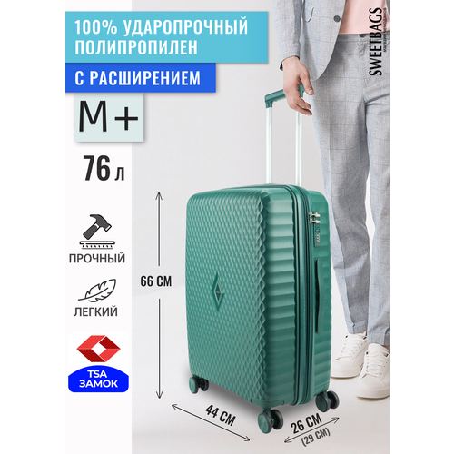фото Чемодан , 76 л, размер m+, зеленый sweetbags
