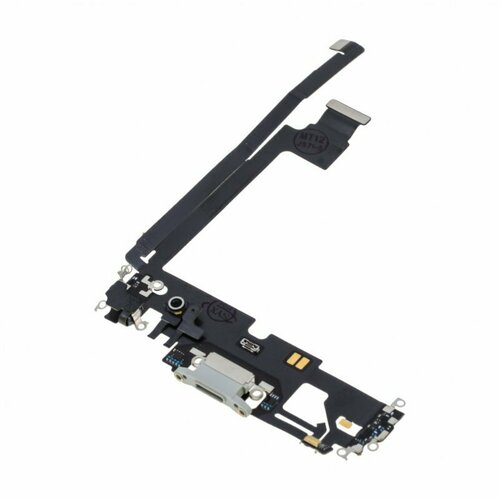 Шлейф для Apple iPhone 12 Pro Max + разъем зарядки/гарнитуры + микрофон, белый, AAA