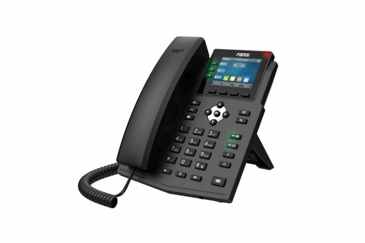 IP-телефон Fanvil X3U, 6 SIP аккаунта, цветной 2,8 дисплей 320x240, конференция на 3 абонента, поддержка EHS, POE, 1000 Mbps.