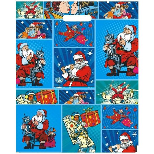 Пакет Улетный Новый Год полиэтиленовый с вырубной ручкой 38х47 см 60 мкм 619₽