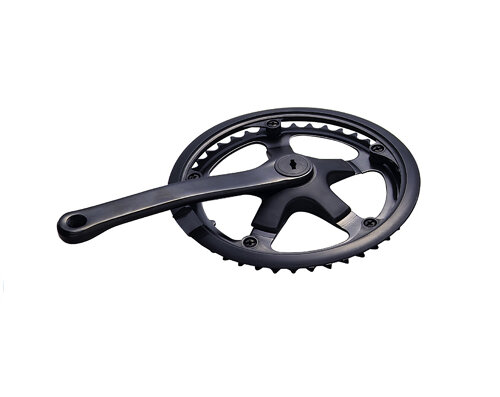 фото Китайские производители Шатуны DC-112 под кв. стальные, 170 мм, 46T, под цепь 3/32", чёрные, с защитой