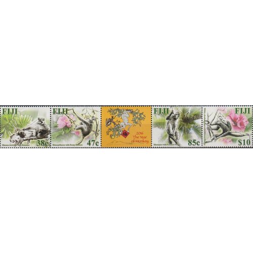 Почтовые марки Фиджи 2016г. Китайский Новый год - год обезьяны Новый год, Обезьяны MNH