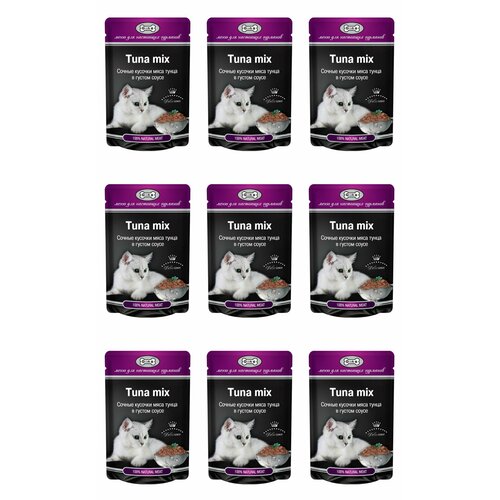 Gina Пауч для кошек Кусочки Тунца в густом соусе, 85 г, 9 шт