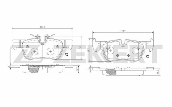 Колодки тормозные BMW 2 (F45, F46) 13-, X1 (F48) 14-, X2 (F39) 17- задние дисковые Zekkert