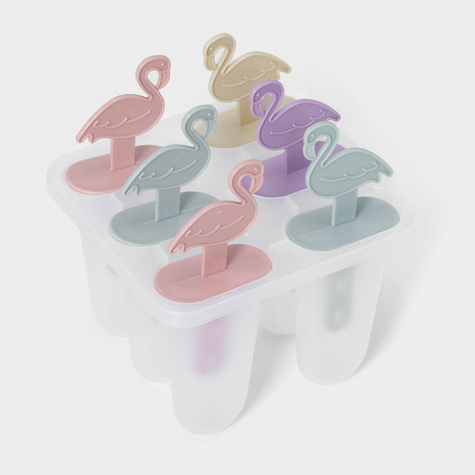 Форма для мороженого «Фламинго», 11×11×14 см, 6 ячеек, цвет микс