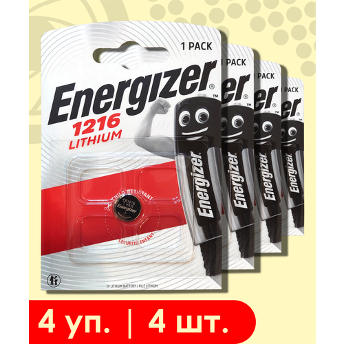 Energizer 1216 (CR1216) | 3 Вольта, Литиевые батарейки - 4 шт. energizer батарейка cr1216 1bl 10 100