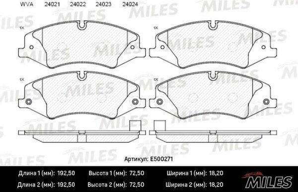 Колодки тормозные LAND ROVER DISCOVERY 09- RANGE ROVER SPORT 09- передние Ceramic Miles E500271