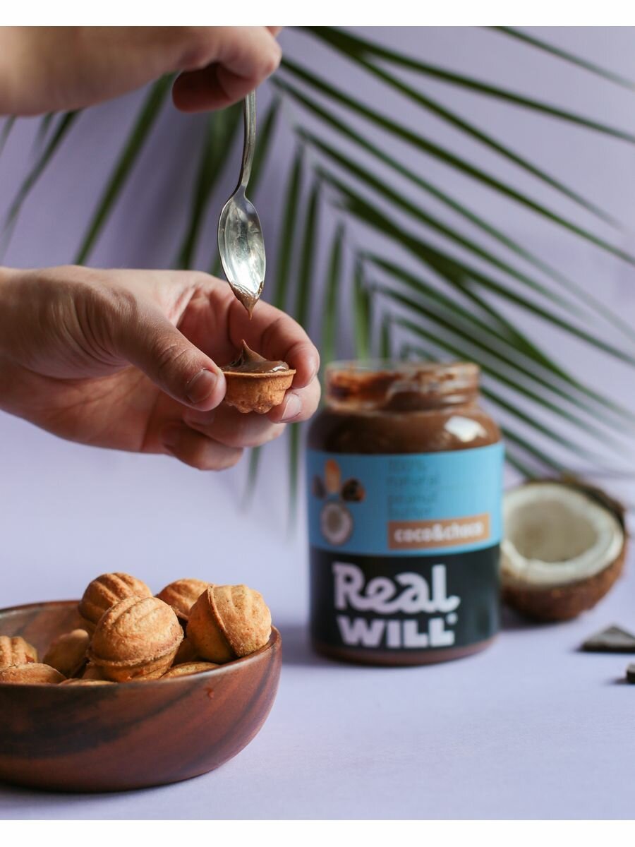 Арахисовая паста Real Will, с кокосом и шоколадом, без сахара, 1кг — фото 1