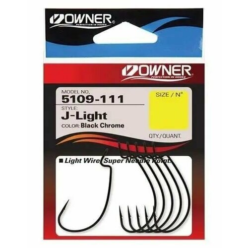 Крючки офсетные Owner 5109 № 04 (6шт) J-Light Hook