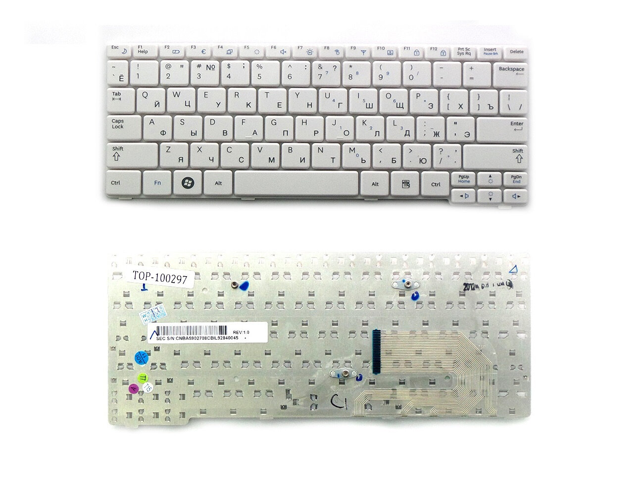 Клавиатура для ноутбука Samsung N140 N144 N145 N148 N150 белая p/n: BA59-02686D BA59-02686C