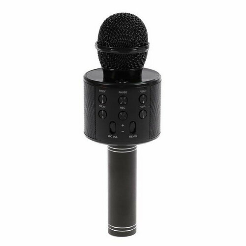 Микрофон для караоке LuazON LZZ-56, WS-858, 1800 мАч, чёрный микрофон для караоке luazon lzz 70 5 вт 1800 мач коррекция голоса подсветка розовый