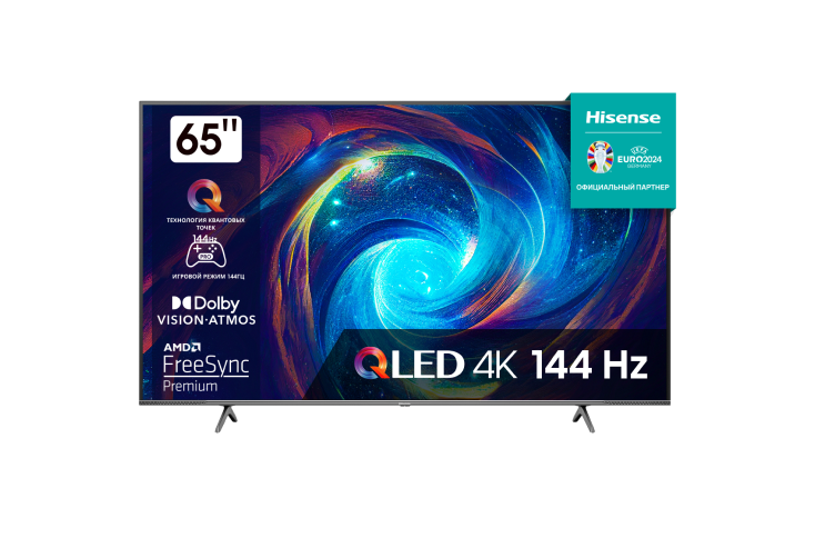 65" Телевизор HISENSE 65E7KQ PRO, QLED Smart TV, DLED, 3840×2160, 120Гц / 144Гц (VRR), серый