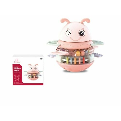 Sobebear Пирамидка Музыкальная, пчелка, розовая, 15,5х10,9х15,6 см