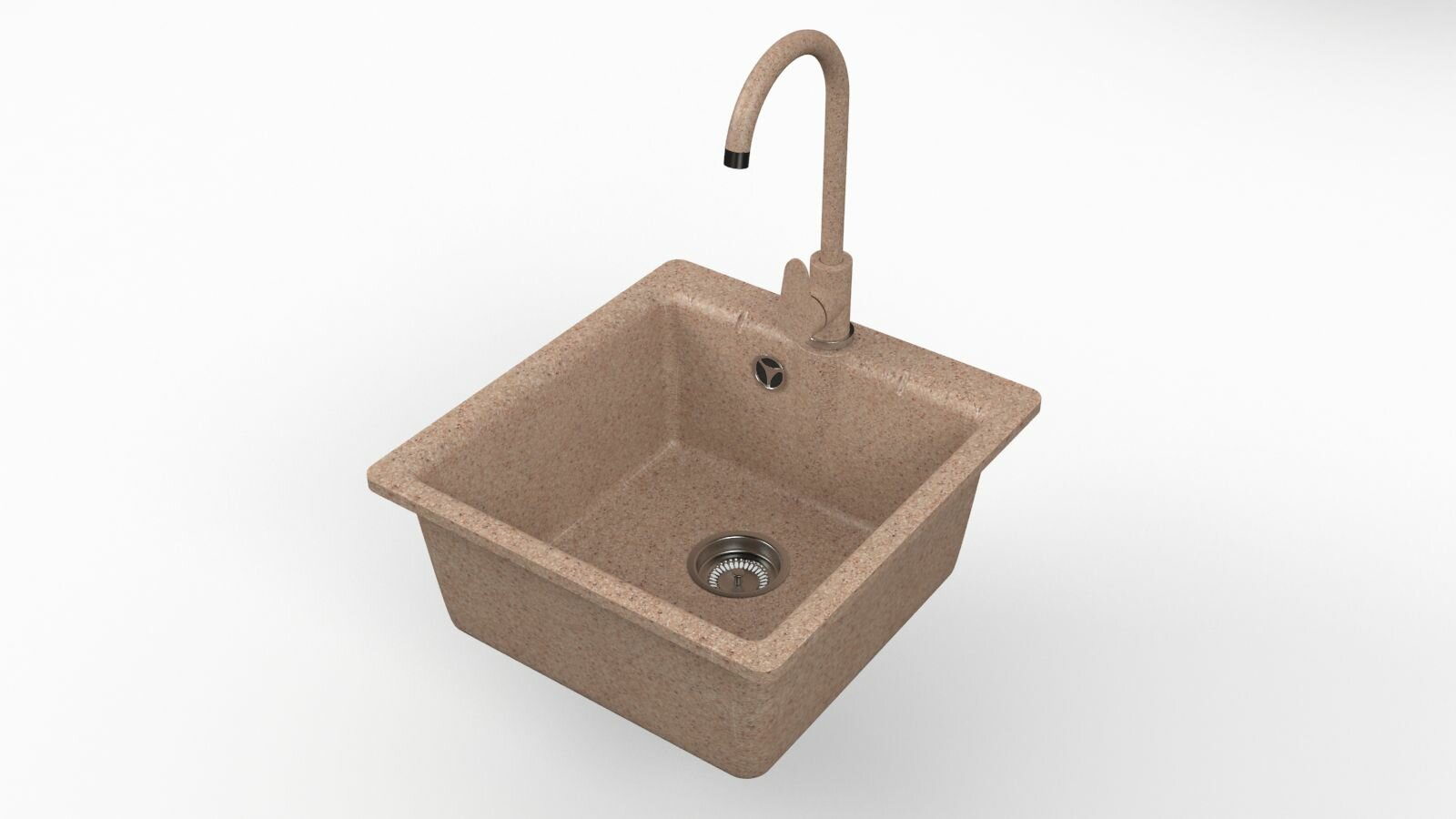 Кухонная мойка мраморная GranAlliance G-28 Песочная матовая 410*410 без сифона