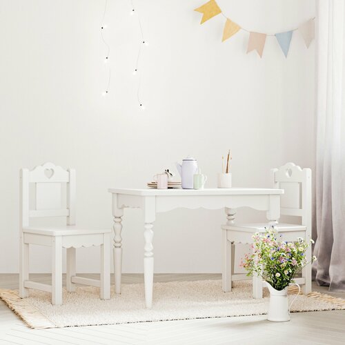 Детский стул Versailles мама хвоя натуральное дерево, белый сатин, высота 29 см