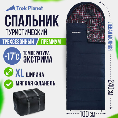 Спальный мешок TREK PLANET Belfast XL Comfort, синий, молния с левой стороны