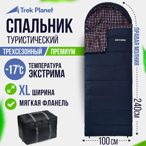 Спальный мешок TREK PLANET Belfast XL Comfort синий молния с правой стороны 913000₽