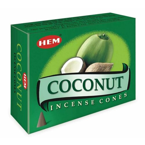 Hem Incense CONES COCONUT (Благовония конусы кокос, Хем), уп. 10 конусов.