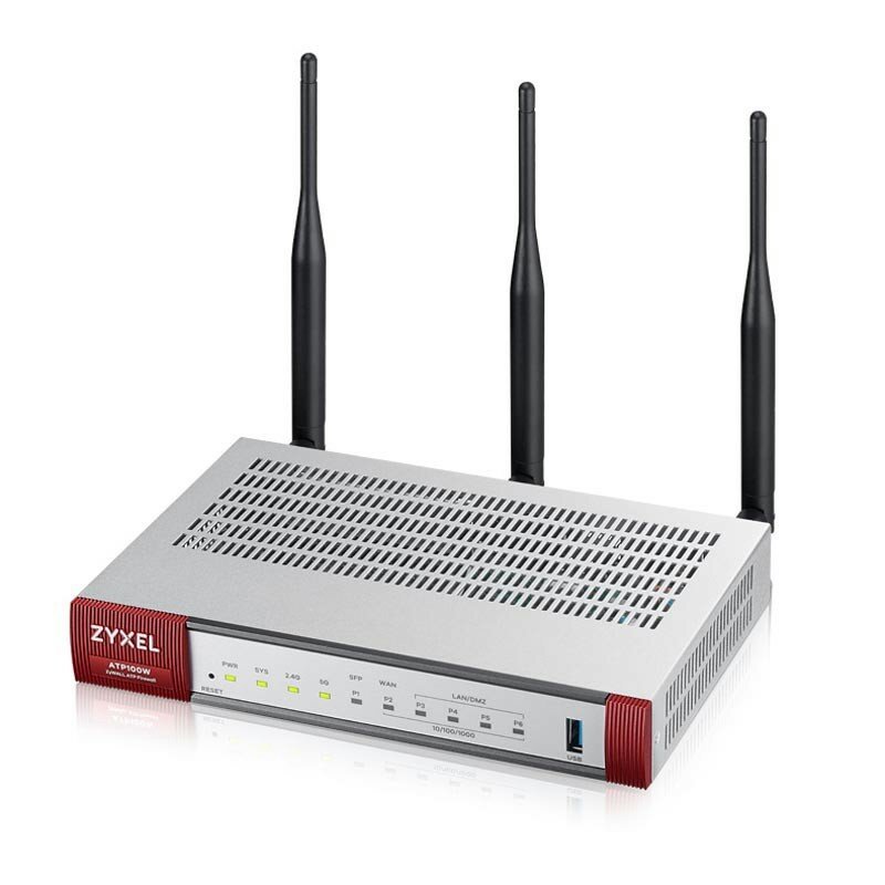 Межсетевой экран/ ZYXEL ATP100W Wireless Firewall, 2xWAN GE (1xRJ-45 and 1xSFP), 4xLAN / DMZ GE, 802.11a / b / g / n / a