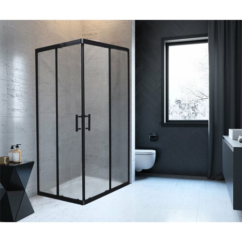 Душевой уголок Grossberg GS7530 квадратный 90х90см Черный профиль