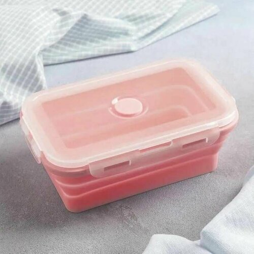 Ланч-бокс складной контейнер для пищи 540 мл розовый 459₽