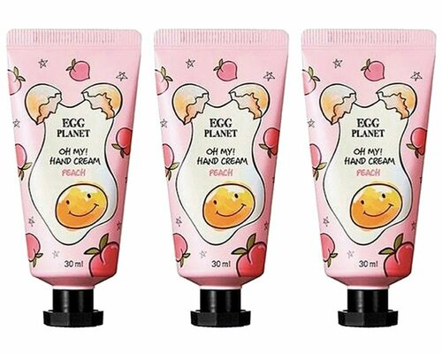 DAENG GI MEO RI Крем для рук Egg Planet OH MY Hand Cream Peach, с ароматом персика, 30 гр, 3 шт