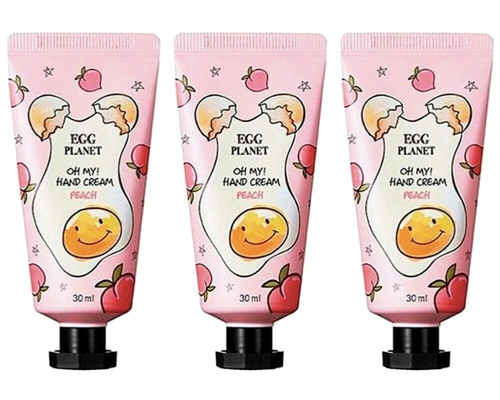 DAENG GI MEO RI Крем для рук Egg Planet OH MY Hand Cream Peach, с ароматом персика, 30 гр, 3 шт