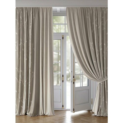 Комплекты штор AT HOME Вудвис высота 320 см, ширина 220 см, крепление - шторная лента, Бежевый