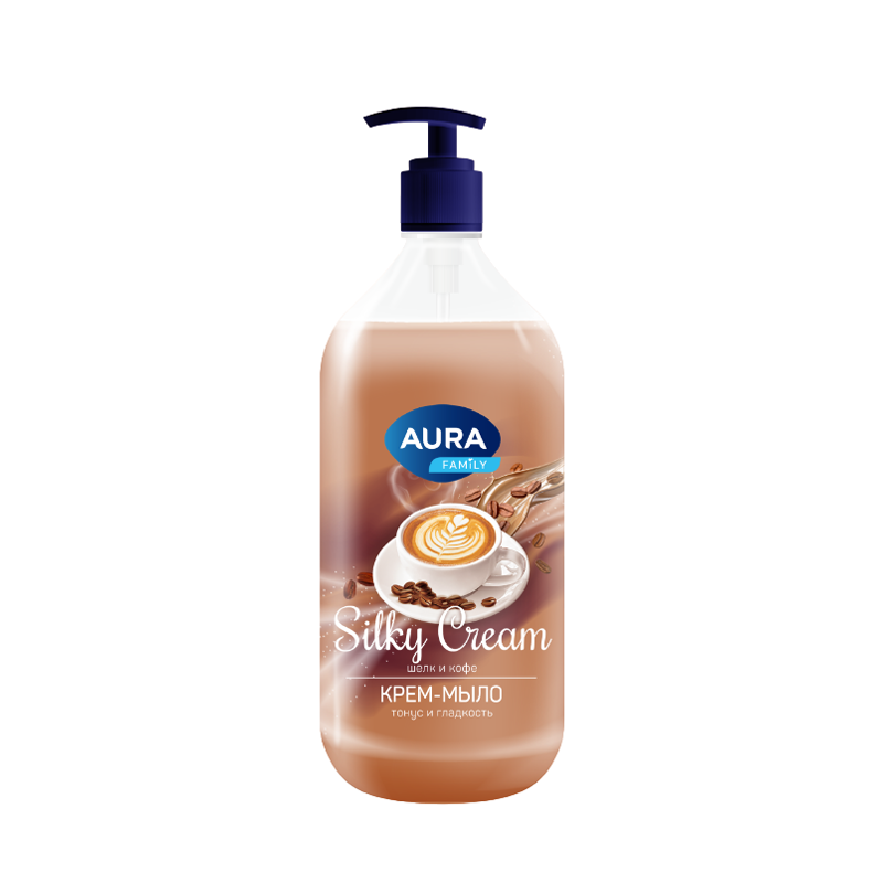 Крем-мыло AURA Silky Cream Шелк и Кофе 1000 мл