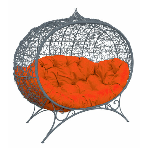 Диван M-group улей на ножках с ротангом серый оранжевая подушка 37950₽