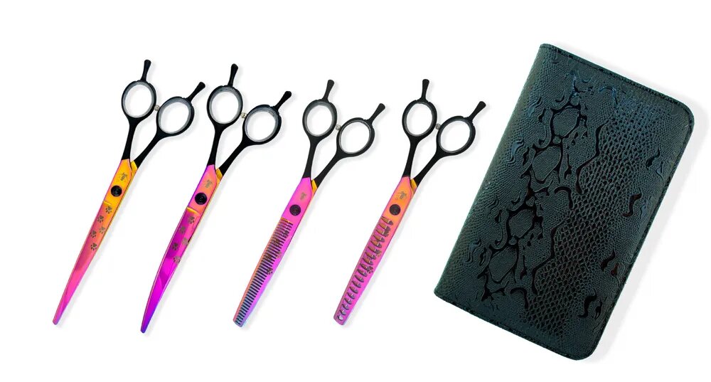 Набор из 4-х ножниц для стрижки собак груминга животных Dimi Pink Paws Set
